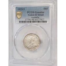 AUSTRALIA 1925/3 . ONE 1 SHILLING . VARIETY . OVERDATE . PCGS XF